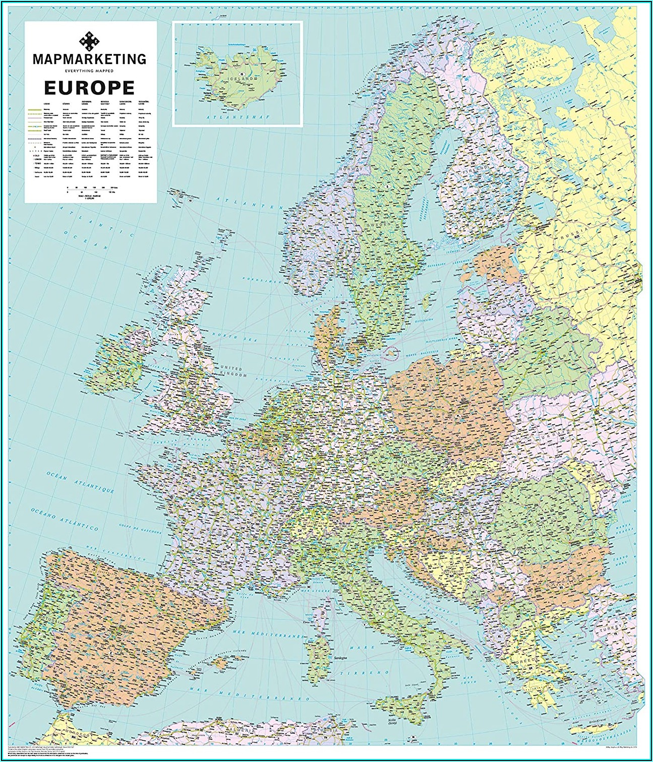 Laminated Wall Map Of Europe