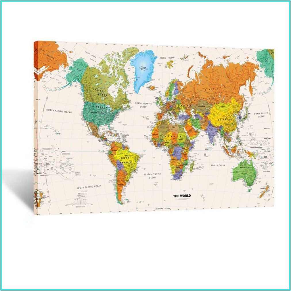 Large Framed World Map Picture