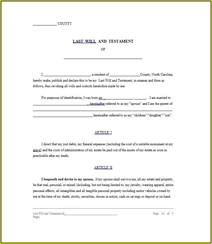 Last Will And Testament Template Free Download Nz