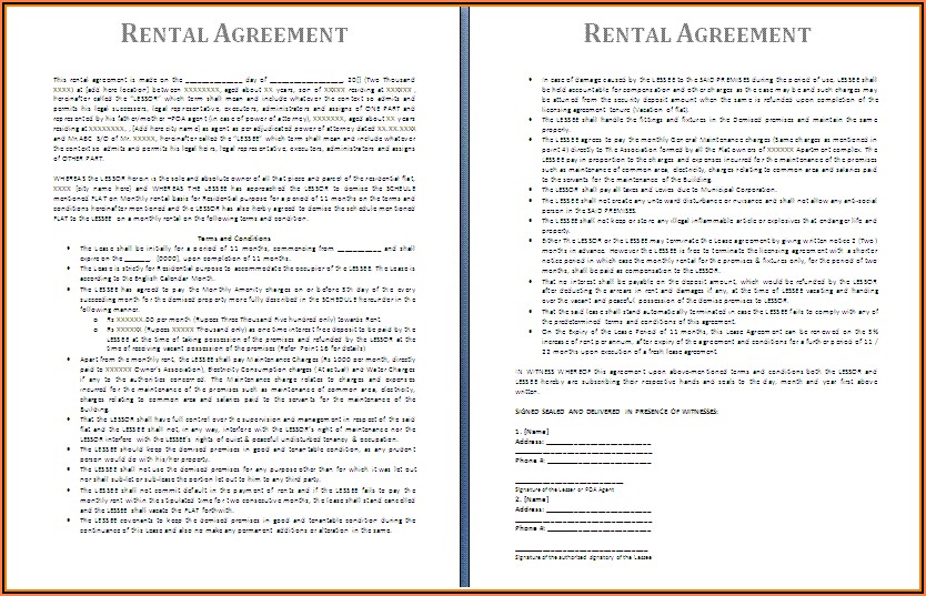 Lease Agreement Form Free Download