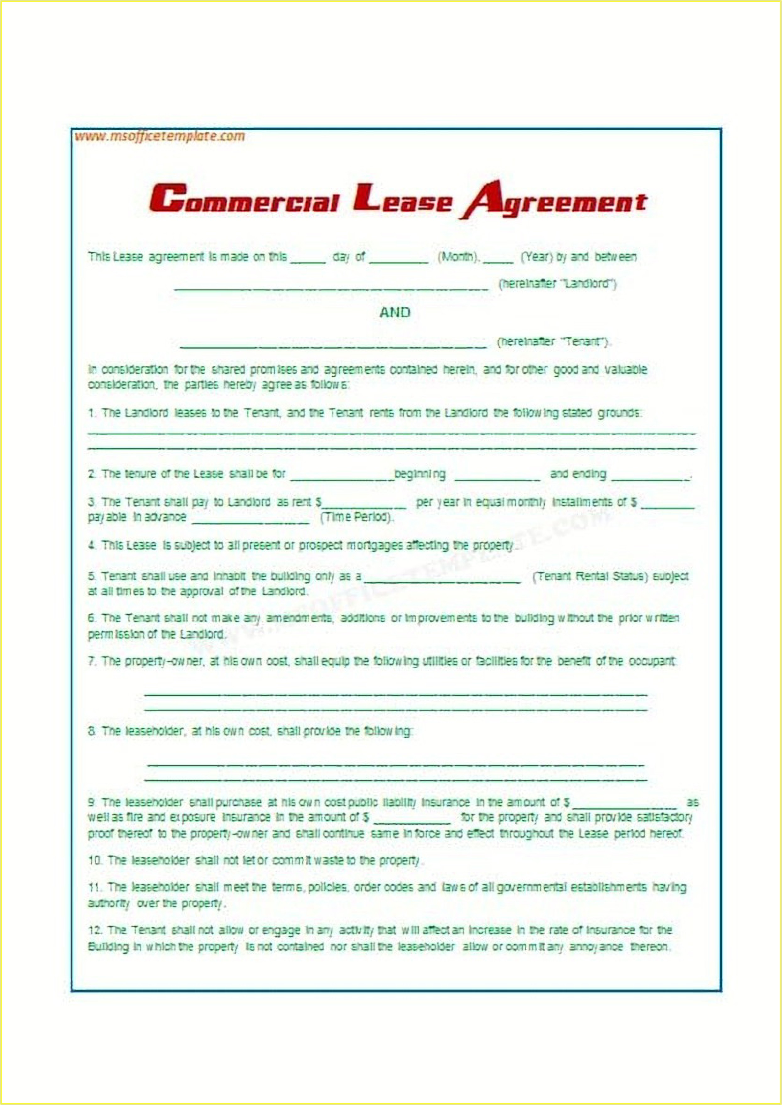 Lease Agreements Templates