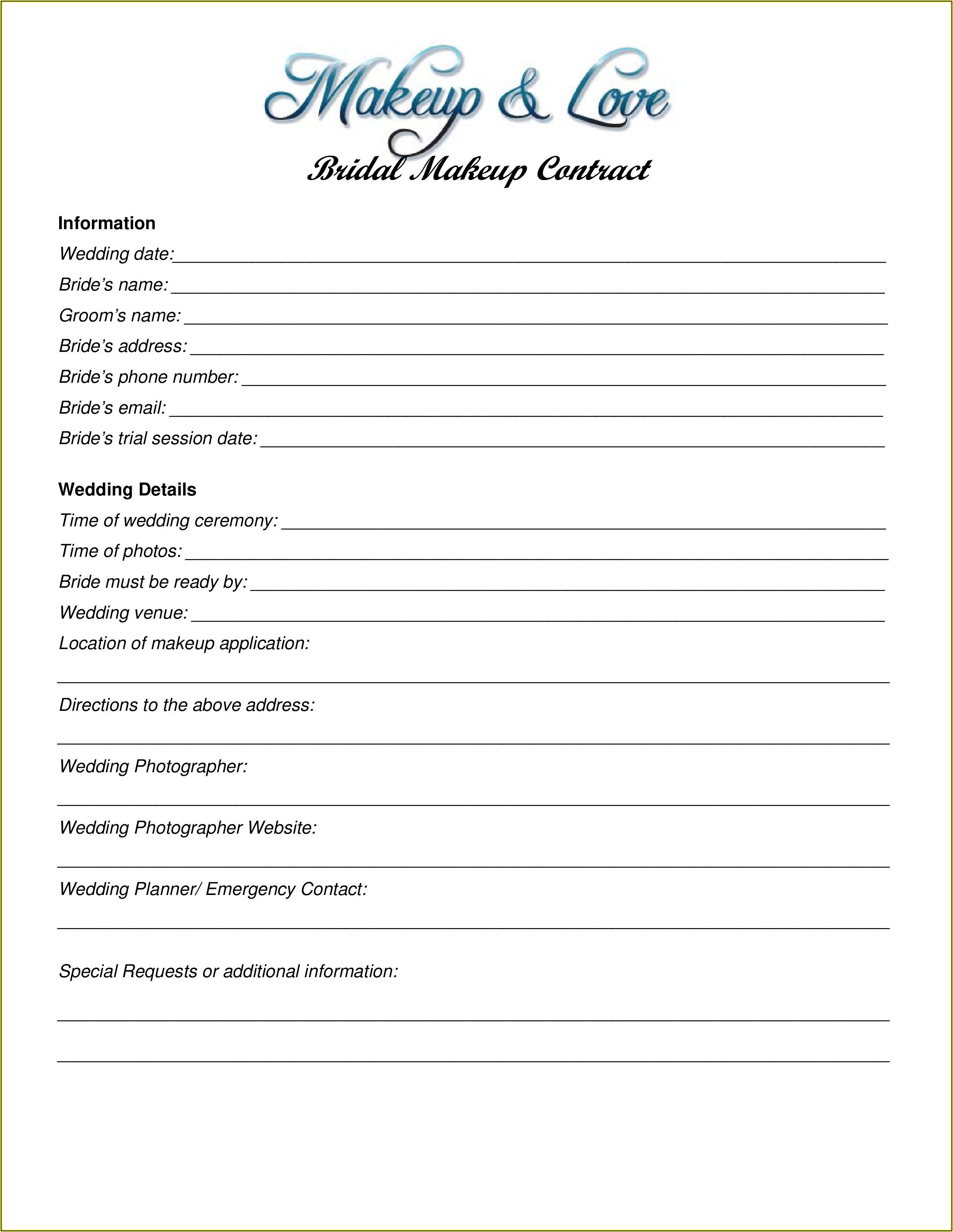 Makeup Artist Contract Example