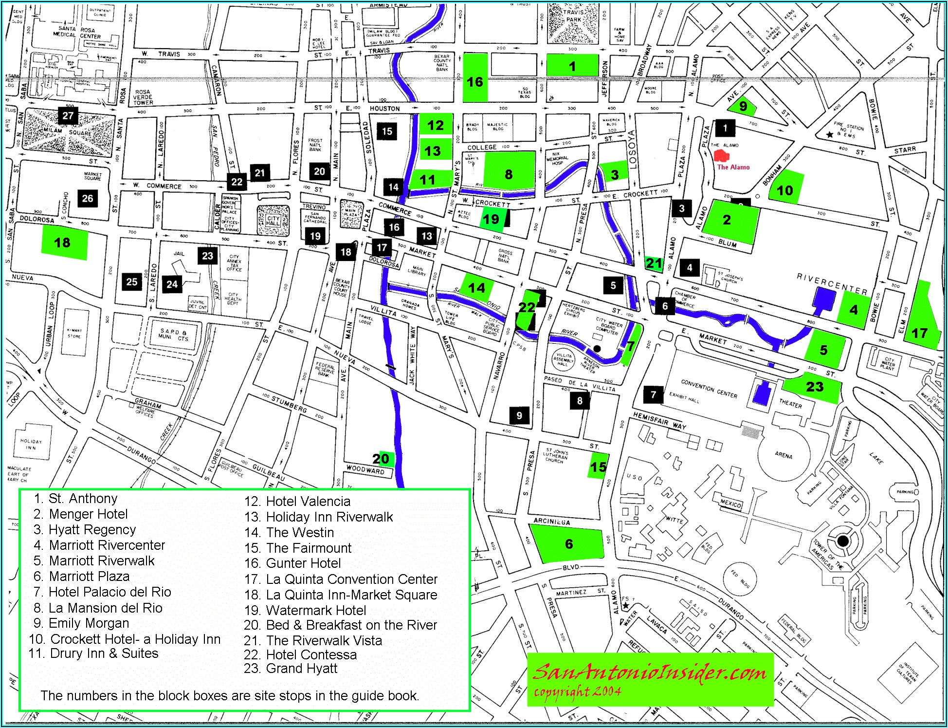 Map Of Hotels Near San Antonio Riverwalk