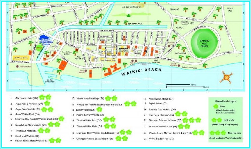Map Of Hotels On Waikiki Beach Oahu