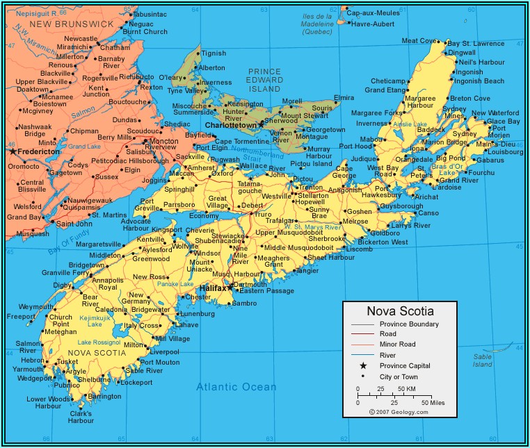 Map Of Maine Nova Scotia And New Brunswick