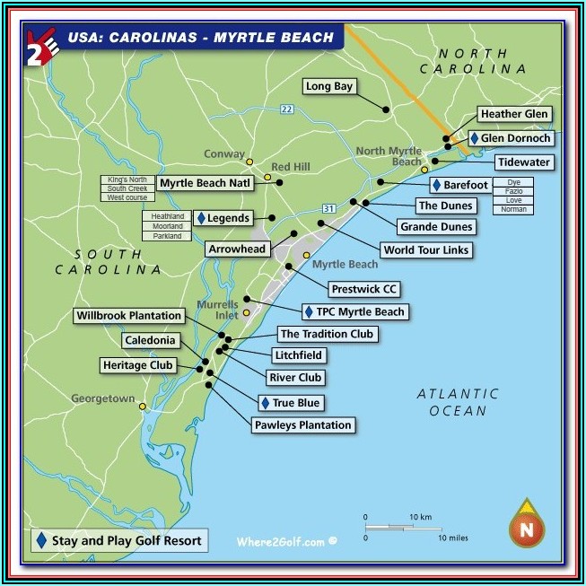 Map Of Resorts On Myrtle Beach Boardwalk