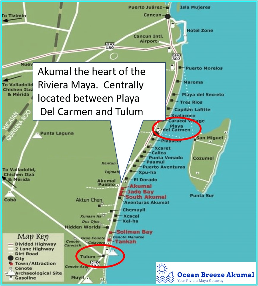 Map Of Riviera Maya Playa Del Carmen