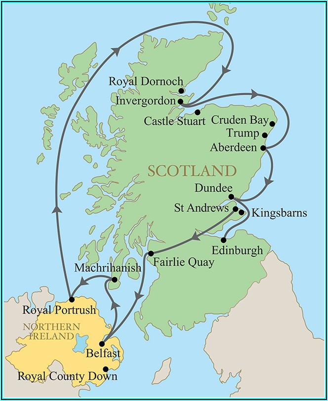Map Of Top Scottish Golf Courses