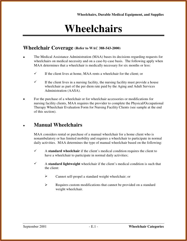 Medicare Manual Wheelchair Evaluation Form