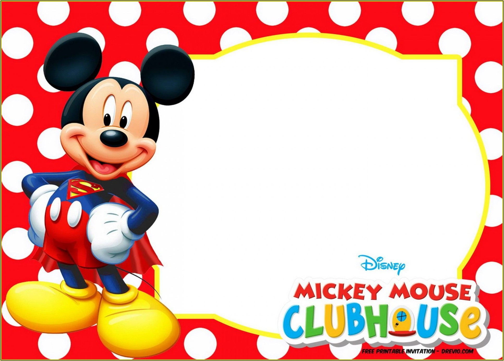 Mickey Mouse Birthday Invitation Editable