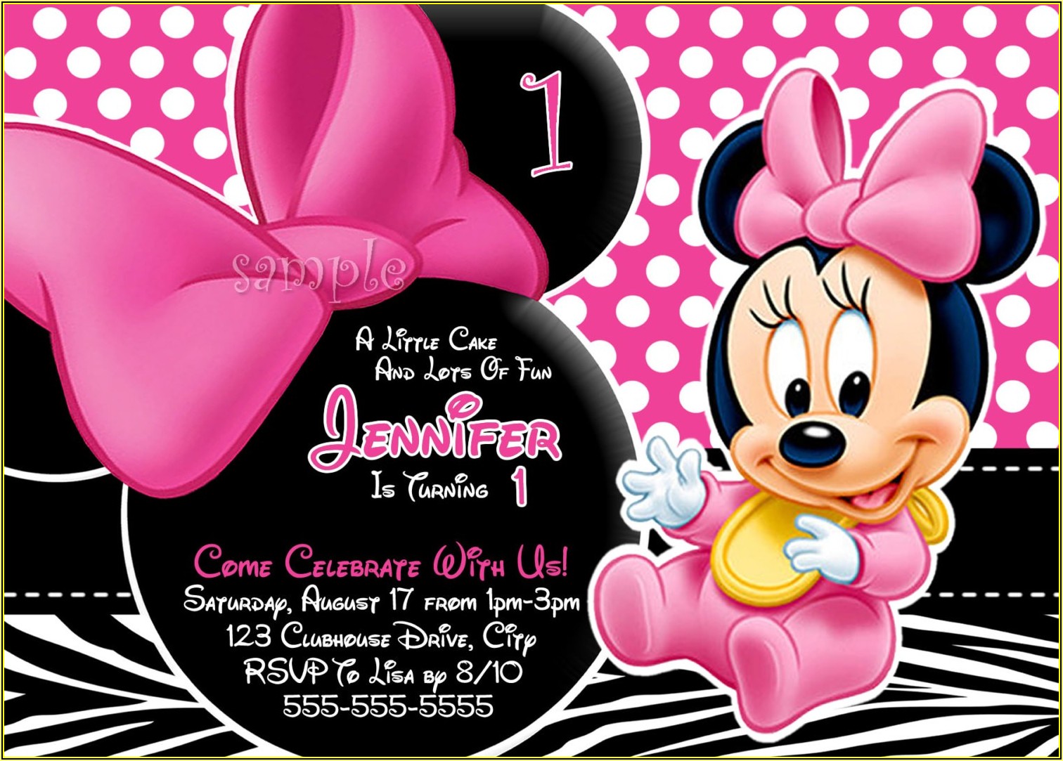 Minnie Mouse Birthday Invitation Layout