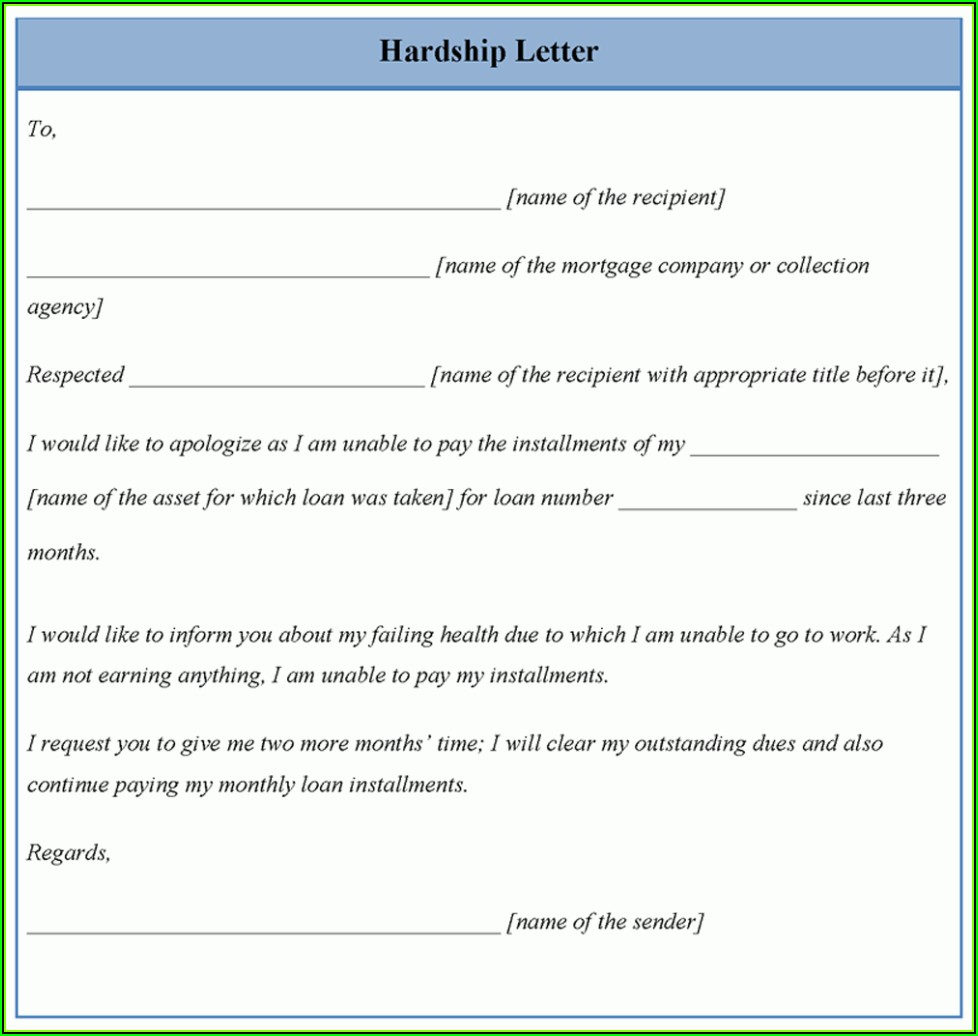 Mortgage Modification Hardship Letter Example