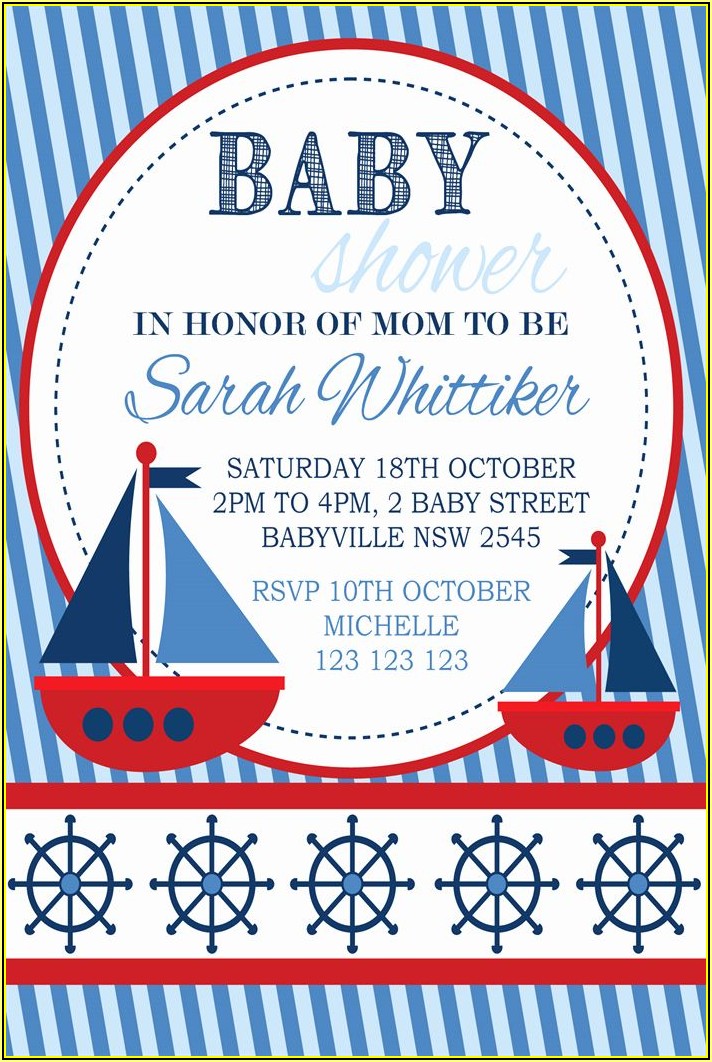 Nautical Theme Baby Shower Invitation Template