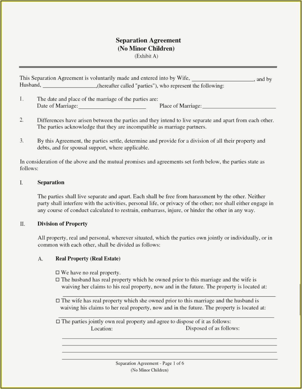 Nc Separation Agreement Template Word Template 1 Resume Examples 