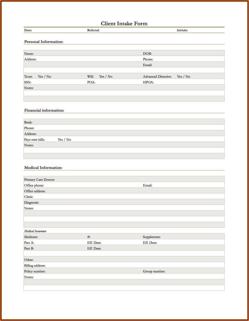 Printable New Bookkeeping Client Intake Form Printable Word Searches