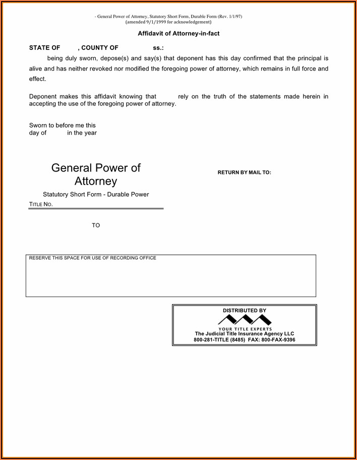 New York Durable General Power Of Attorney Form
