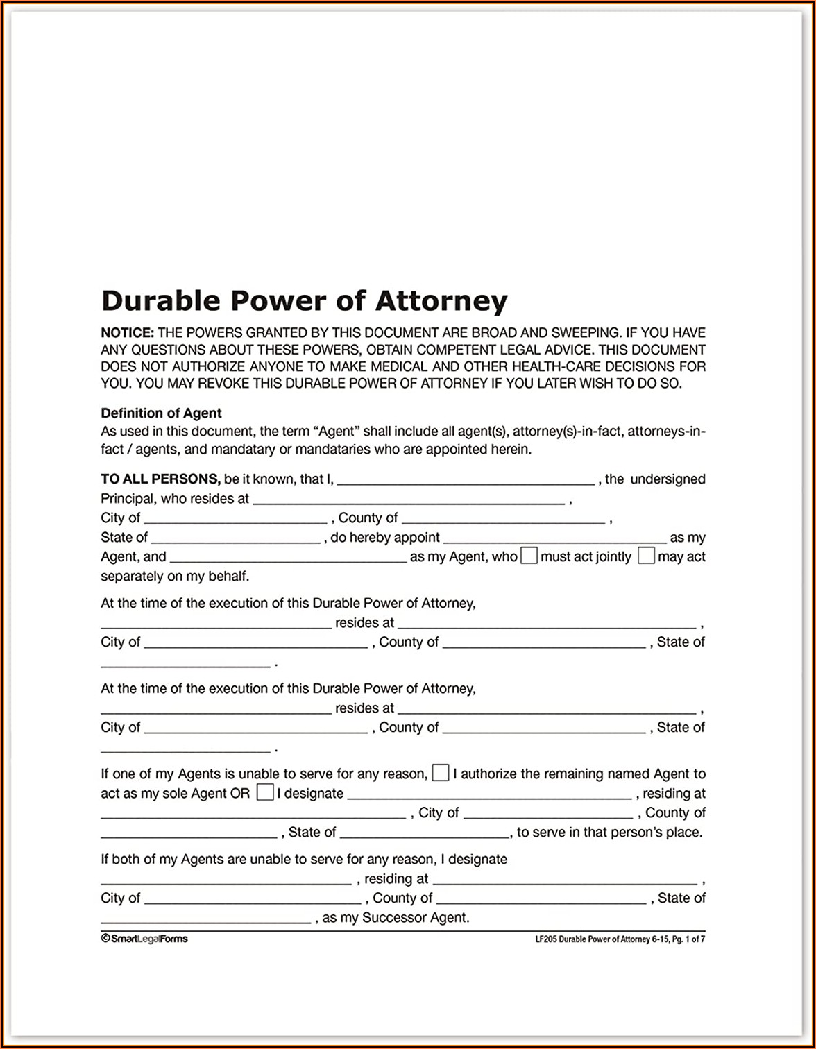 New York State Durable Power Of Attorney Form 2017