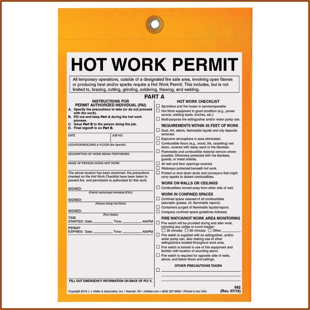Osha Hot Work Permit Form