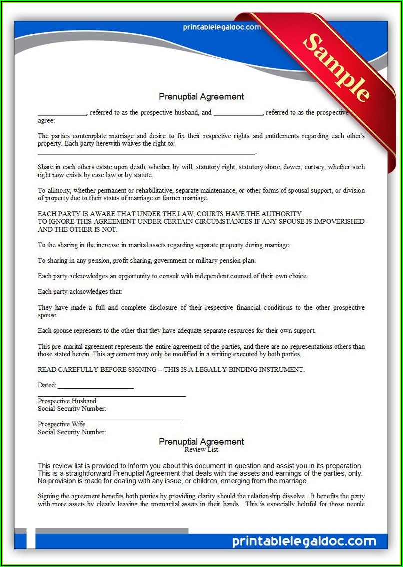 Prenup Contract Template Word