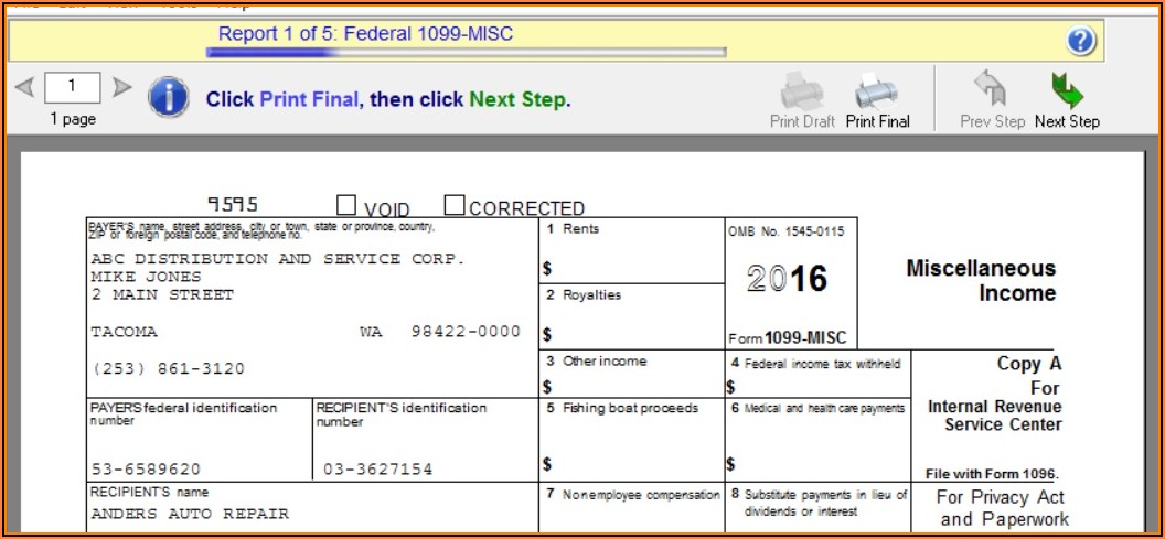 Print 1099 Forms In Sage 50