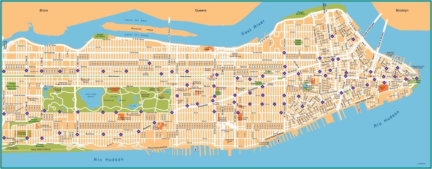 Printable Street Map Of Manhattan New York City