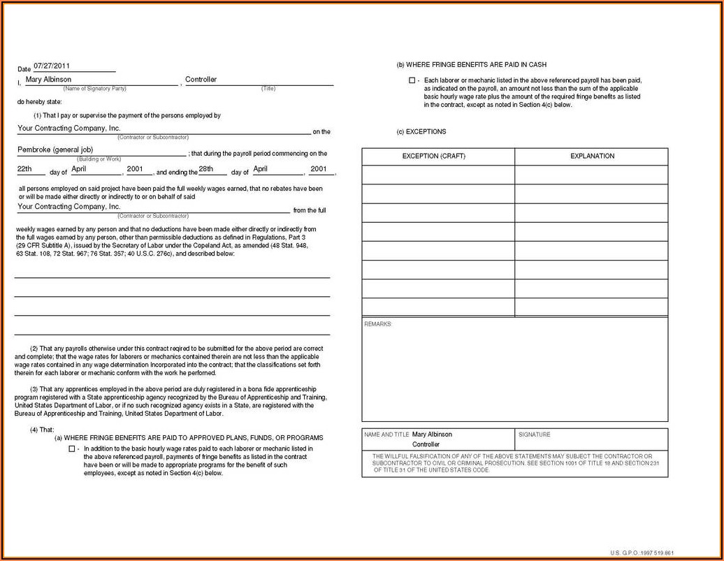Quickbooks Certified Payroll Form Wh 347