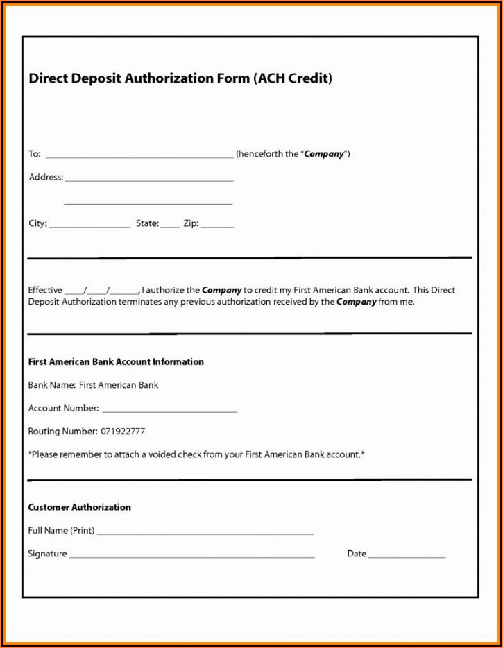 Quickbooks Direct Deposit Form For Vendors