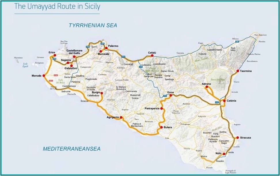 Road Map Of Eastern Sicily
