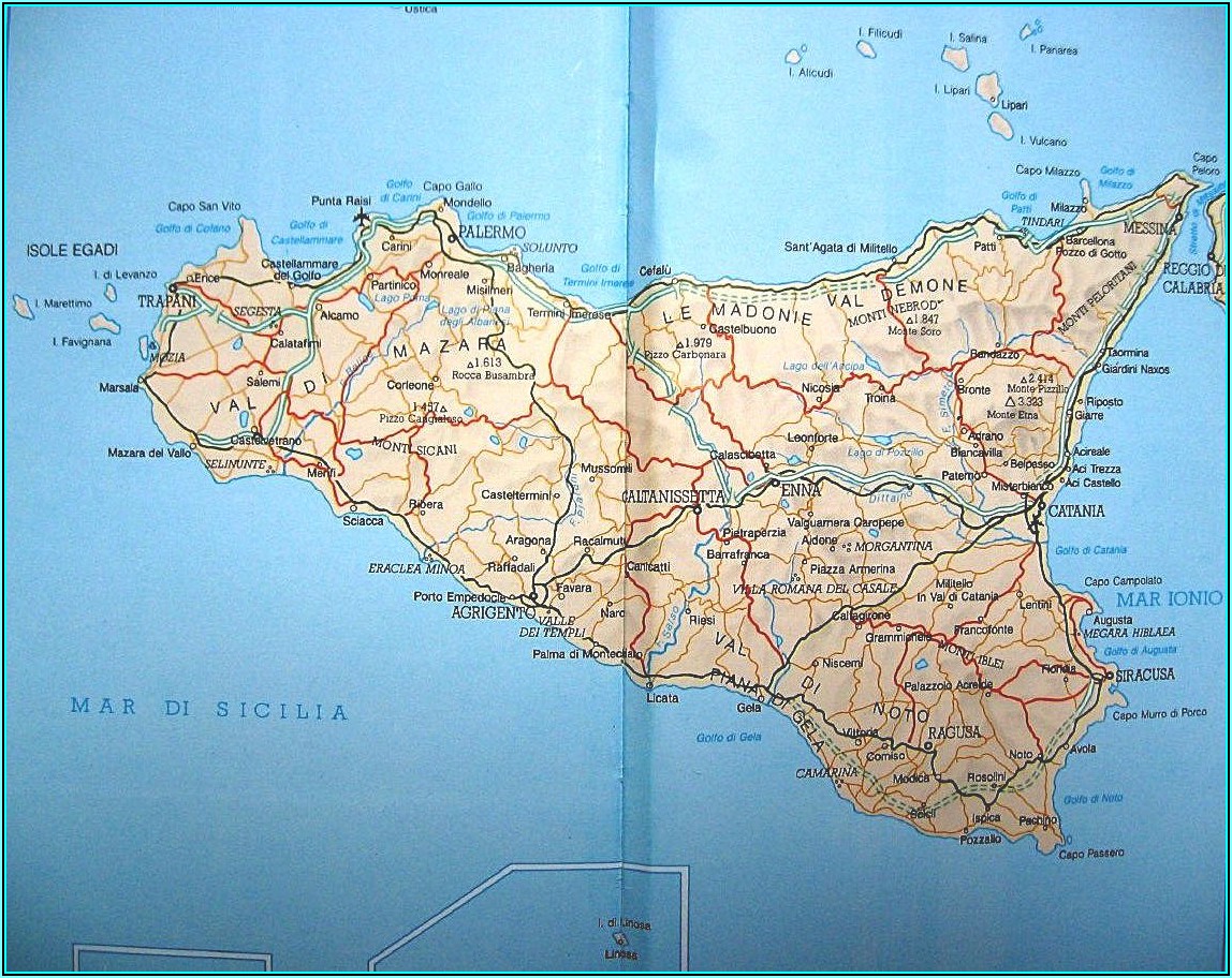 Road Map Of Sicily