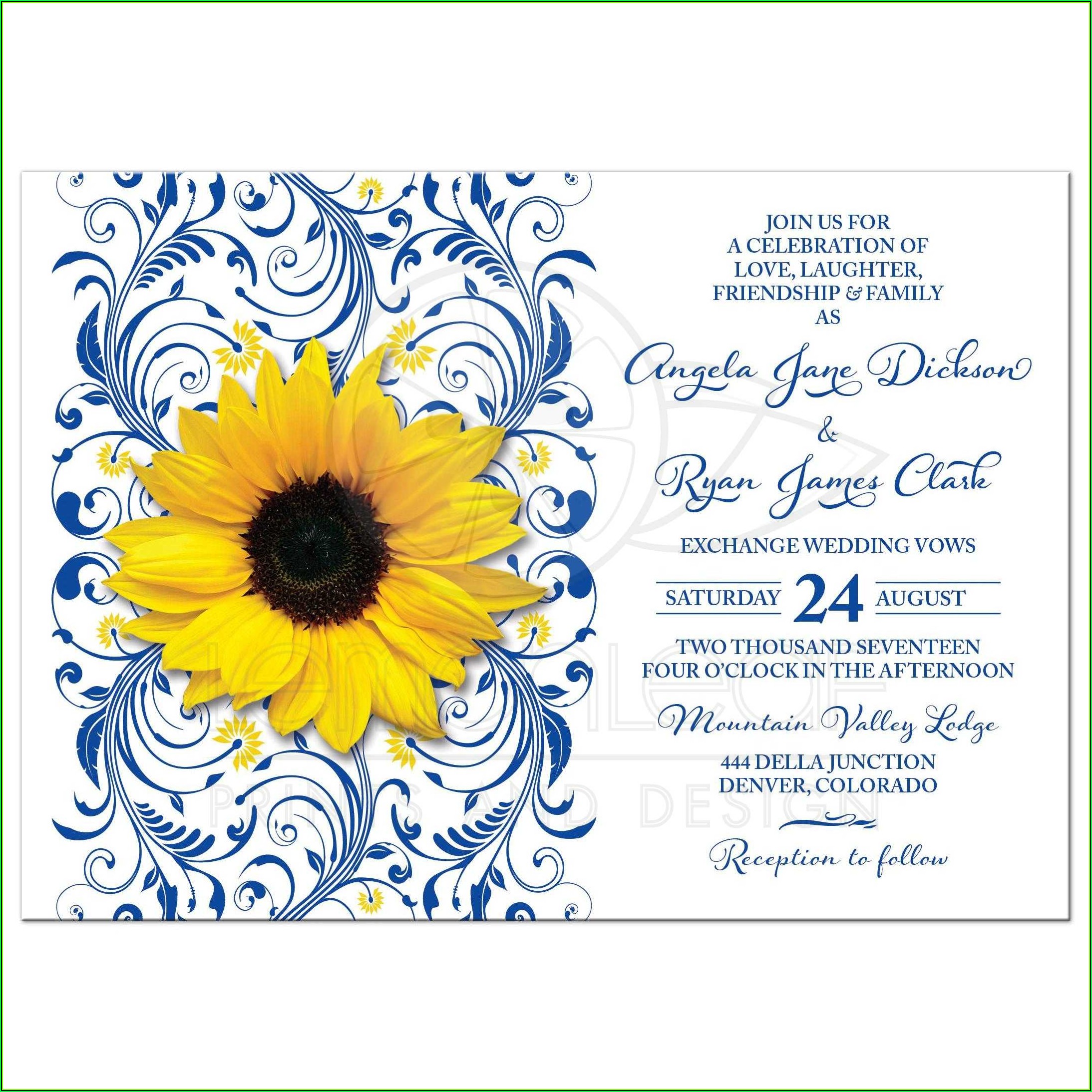 Royal Blue And Yellow Wedding Invitation Templates Free
