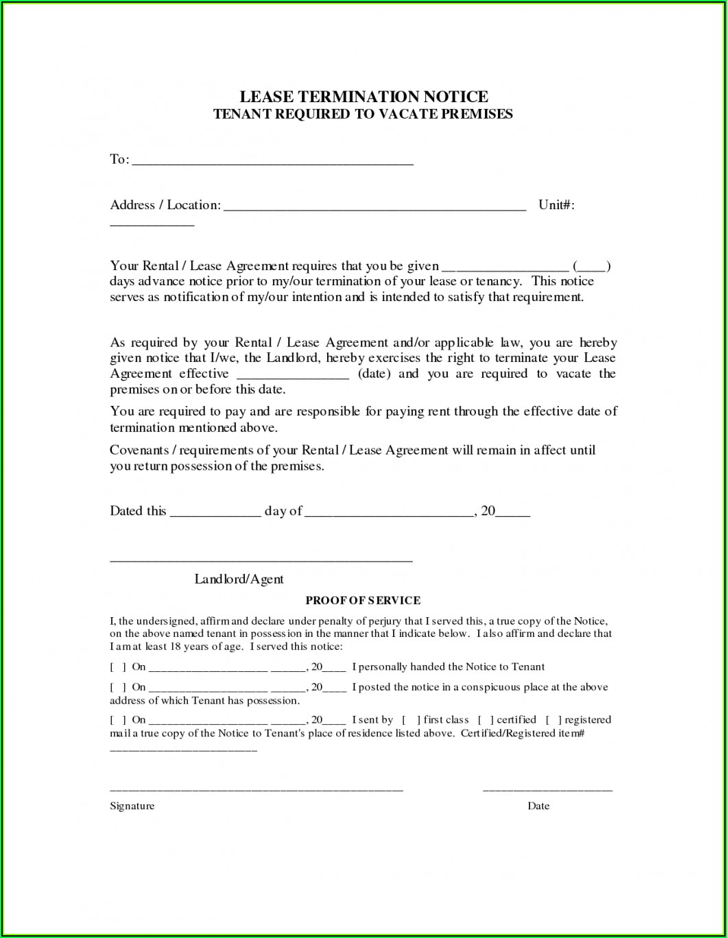 Sample Of Lease Agreement Termination Letter