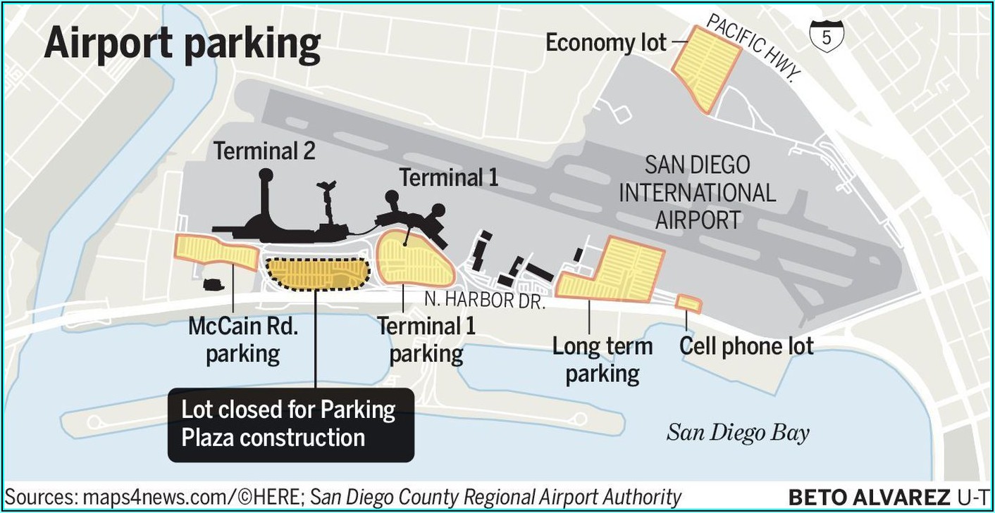 San Diego Airport Terminal 2 Parking Map