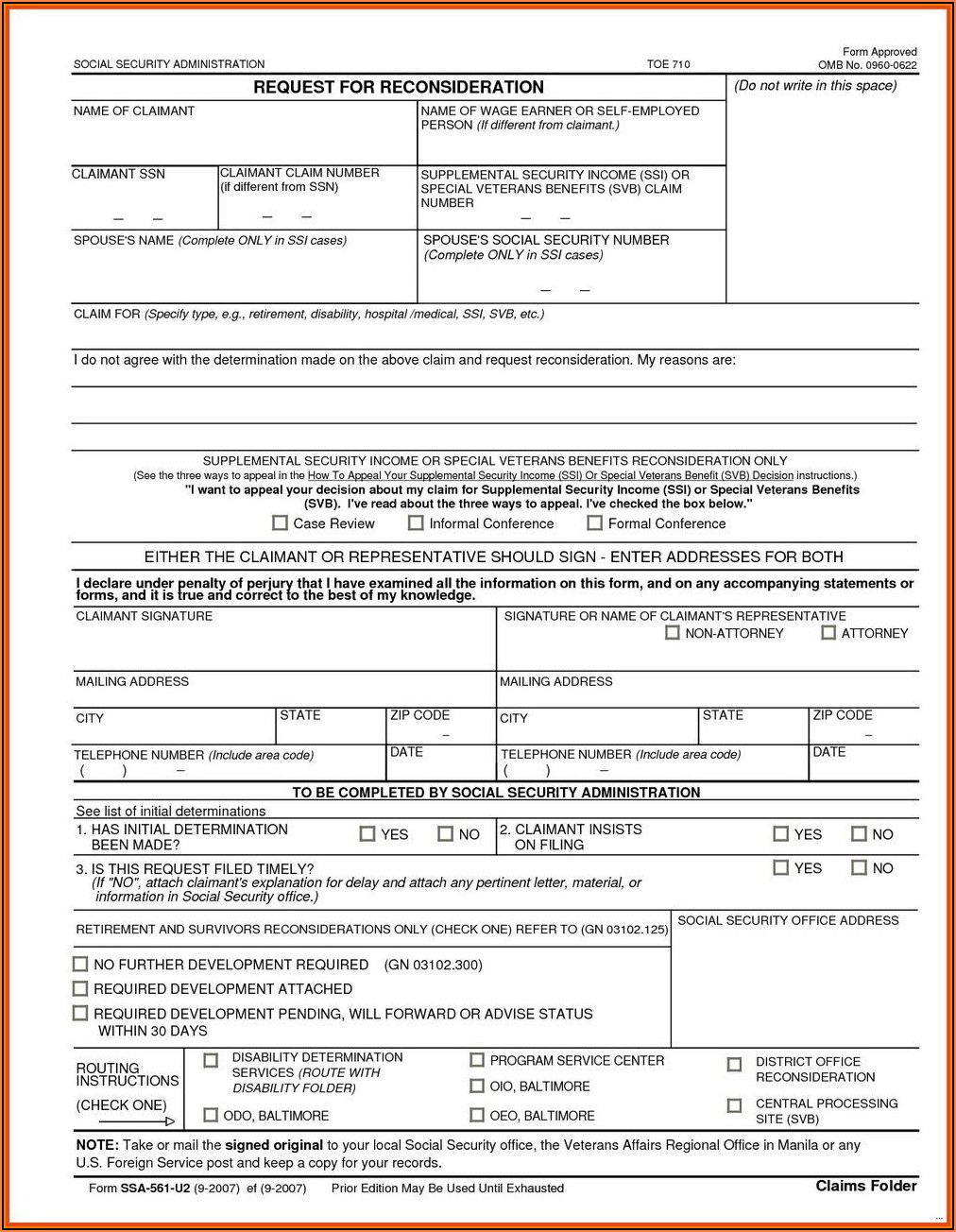 Social Security Disability Application Printable Forms