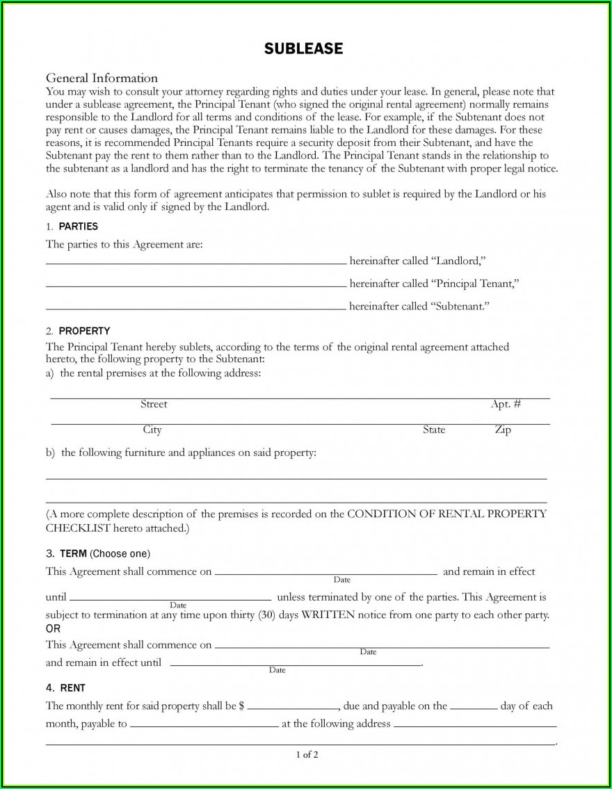 Subletting Tenancy Agreement Template Uk