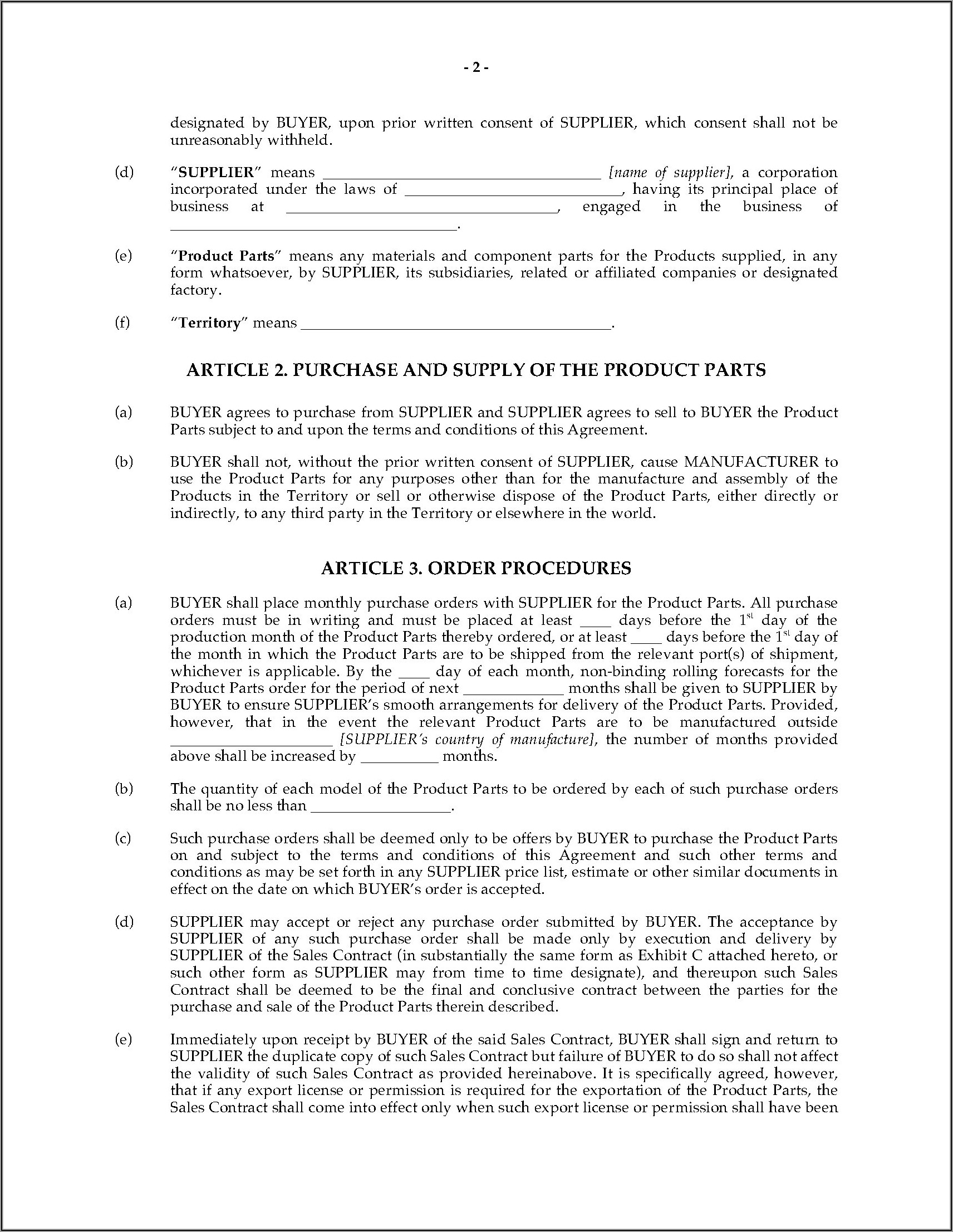 Supply Agreement Template Word Free Template 2 Resume Examples 