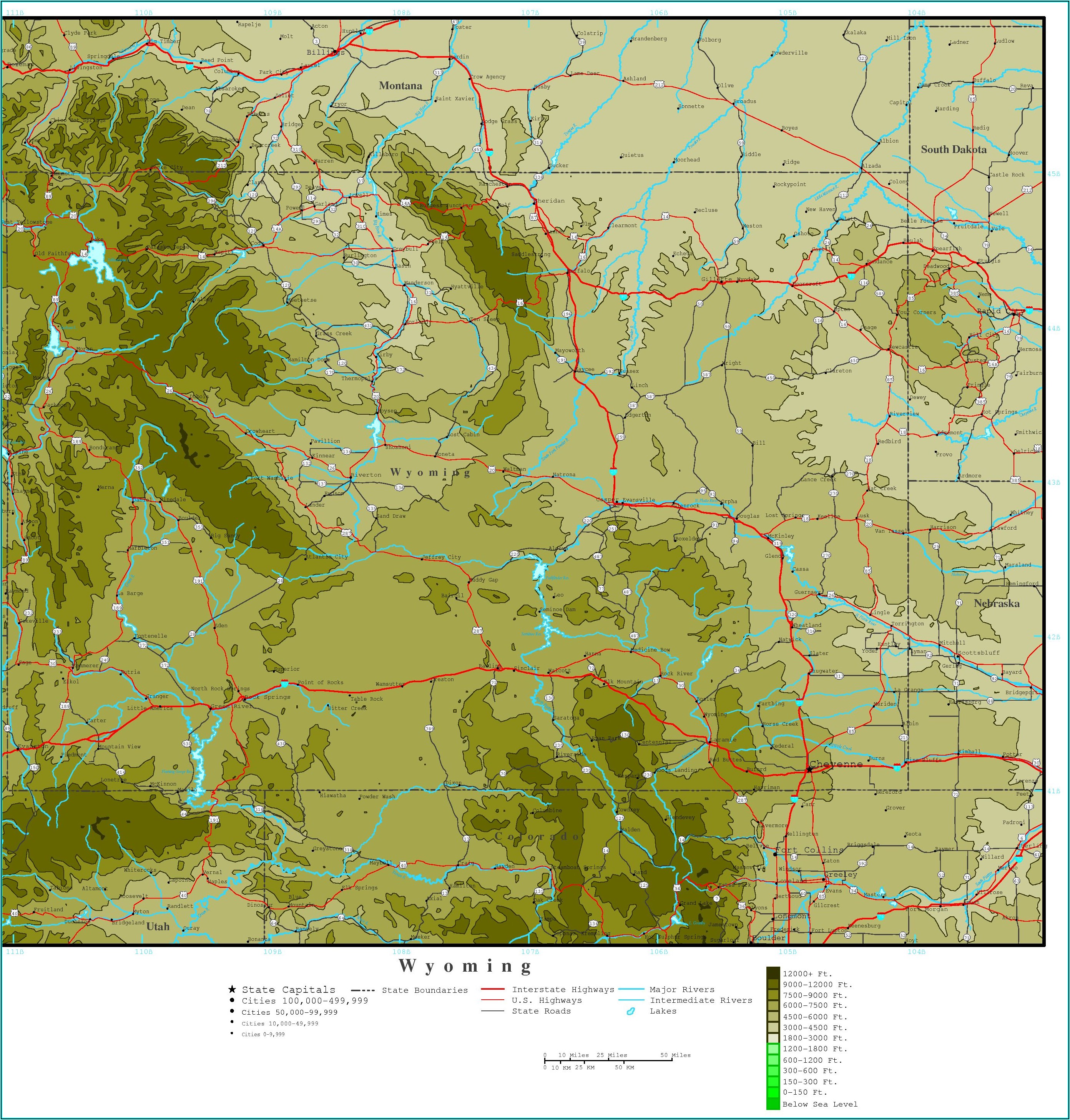 Topographic Map Of Montana And Wyoming