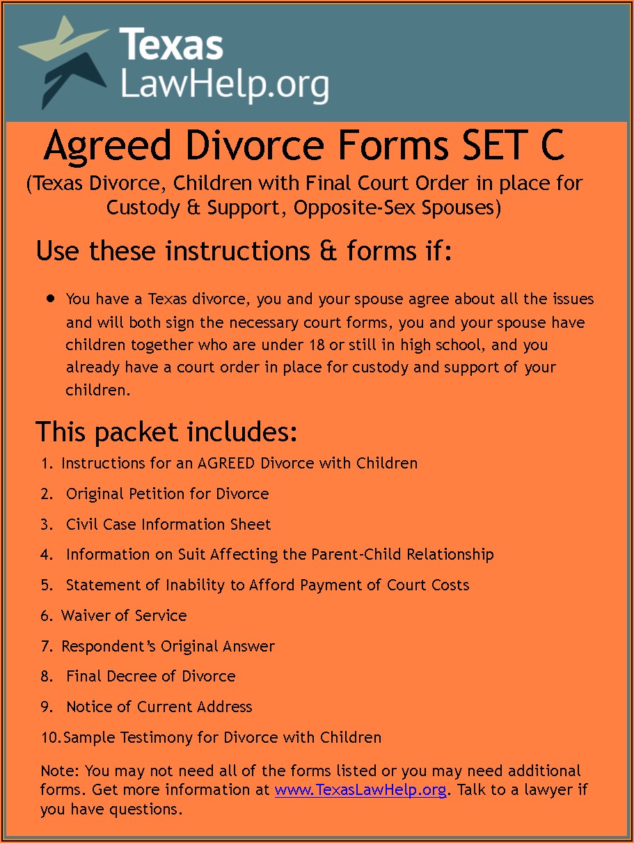 Uncontested Divorce Forms Harris County Texas