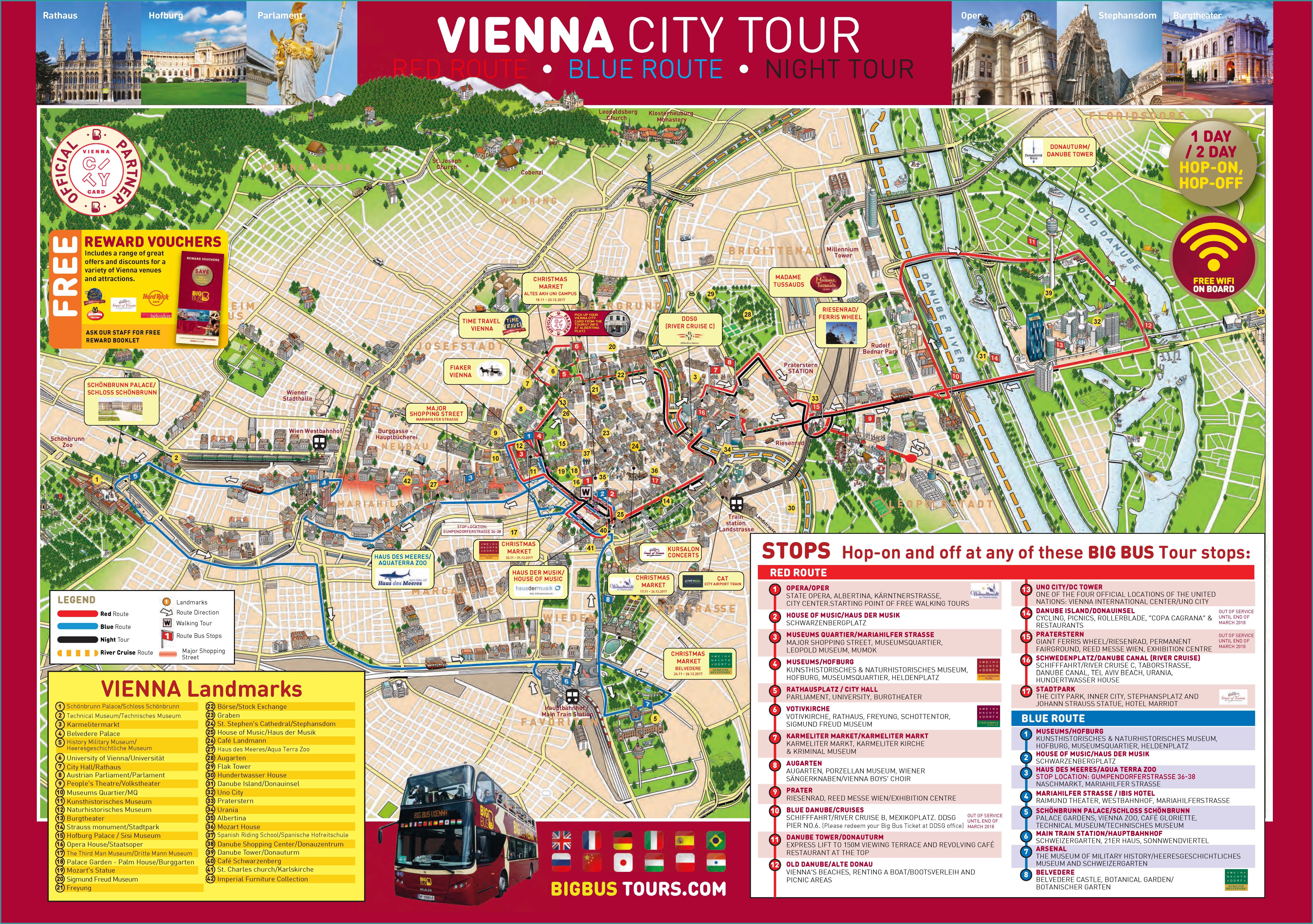 Vienna City Hop On Hop Off Tour Map