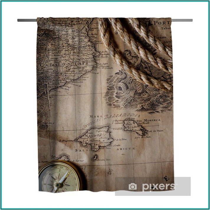 Vintage Map Shower Curtain