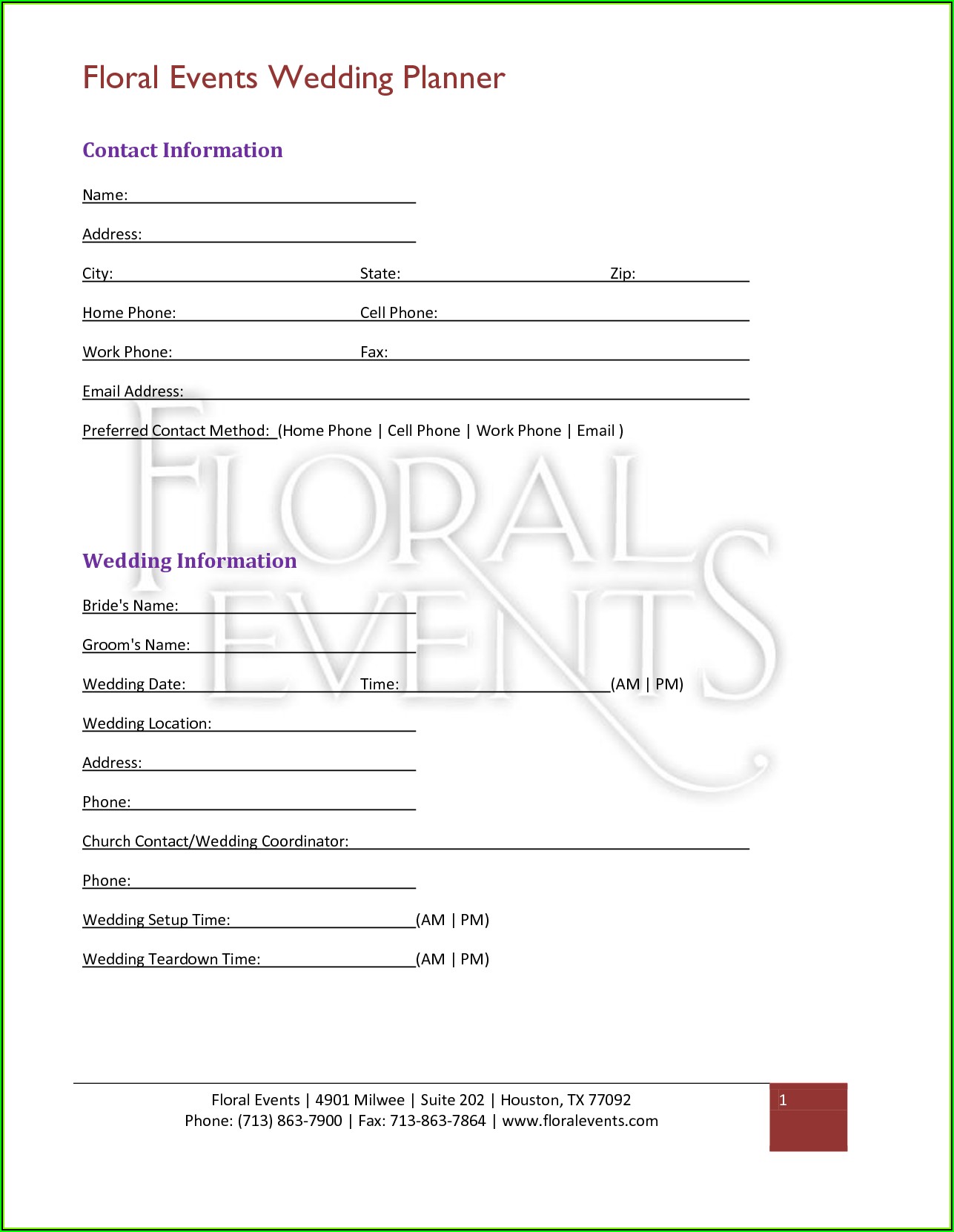 Wedding Planner Contract Template Pdf