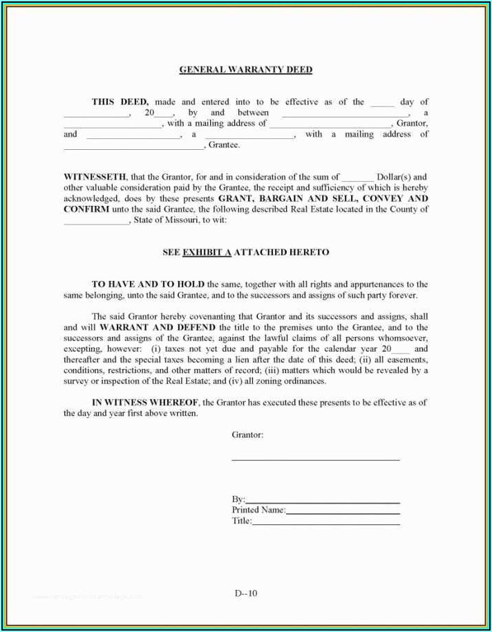 Blank Missouri Beneficiary Deed Form