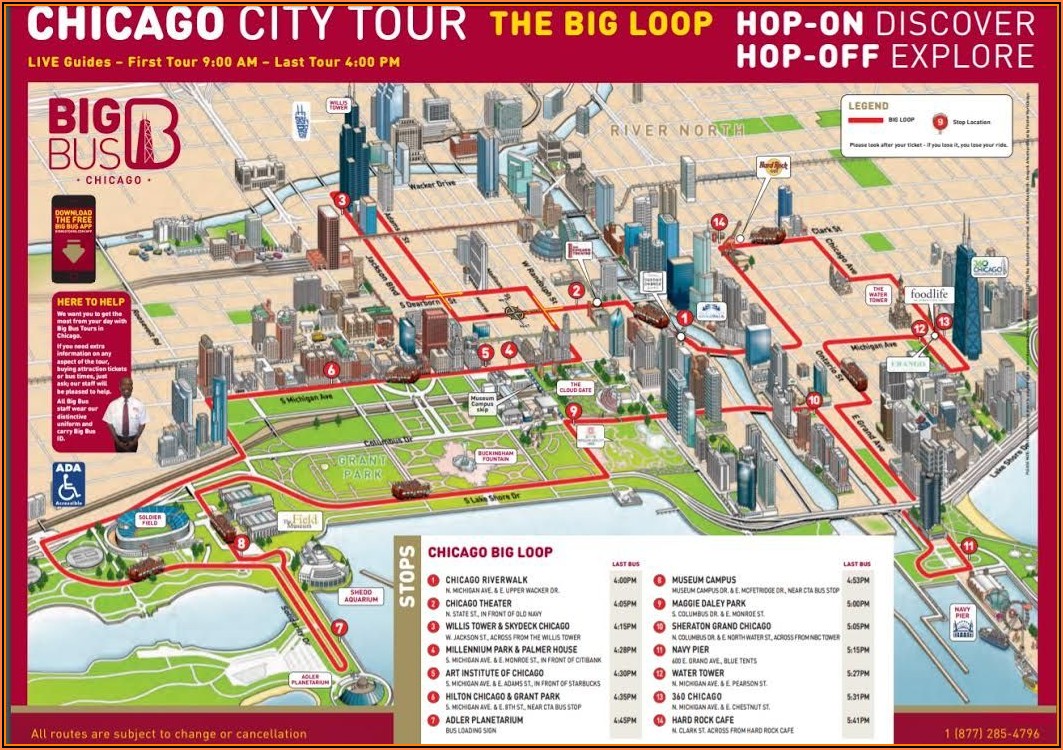 Chicago Hop On Hop Off Bus Tour Map