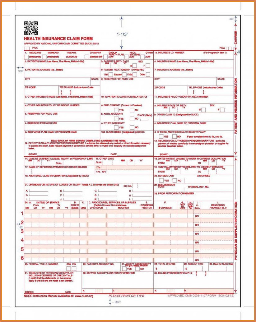 Cms 1500 Claim Form Printable