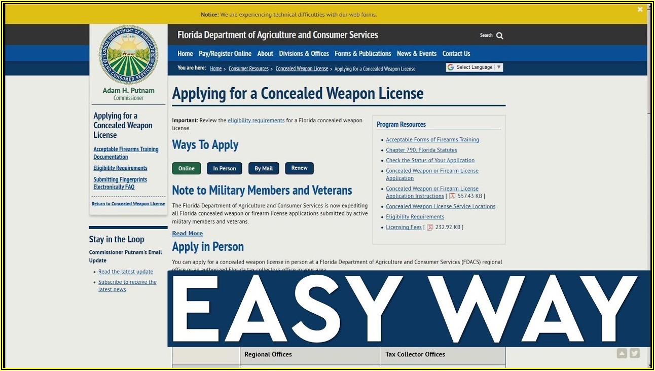 Florida Concealed Weapons Permit Form