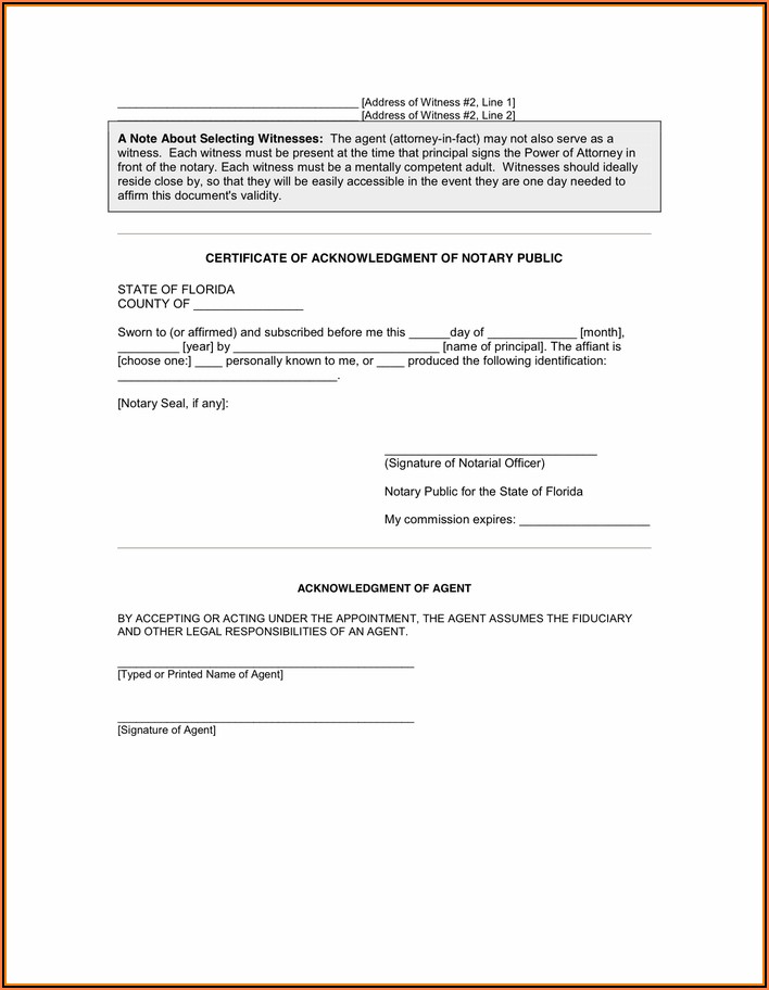 Florida General Durable Power Of Attorney Form