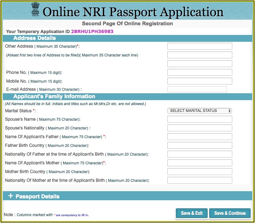 Form For Passport Renewal In India