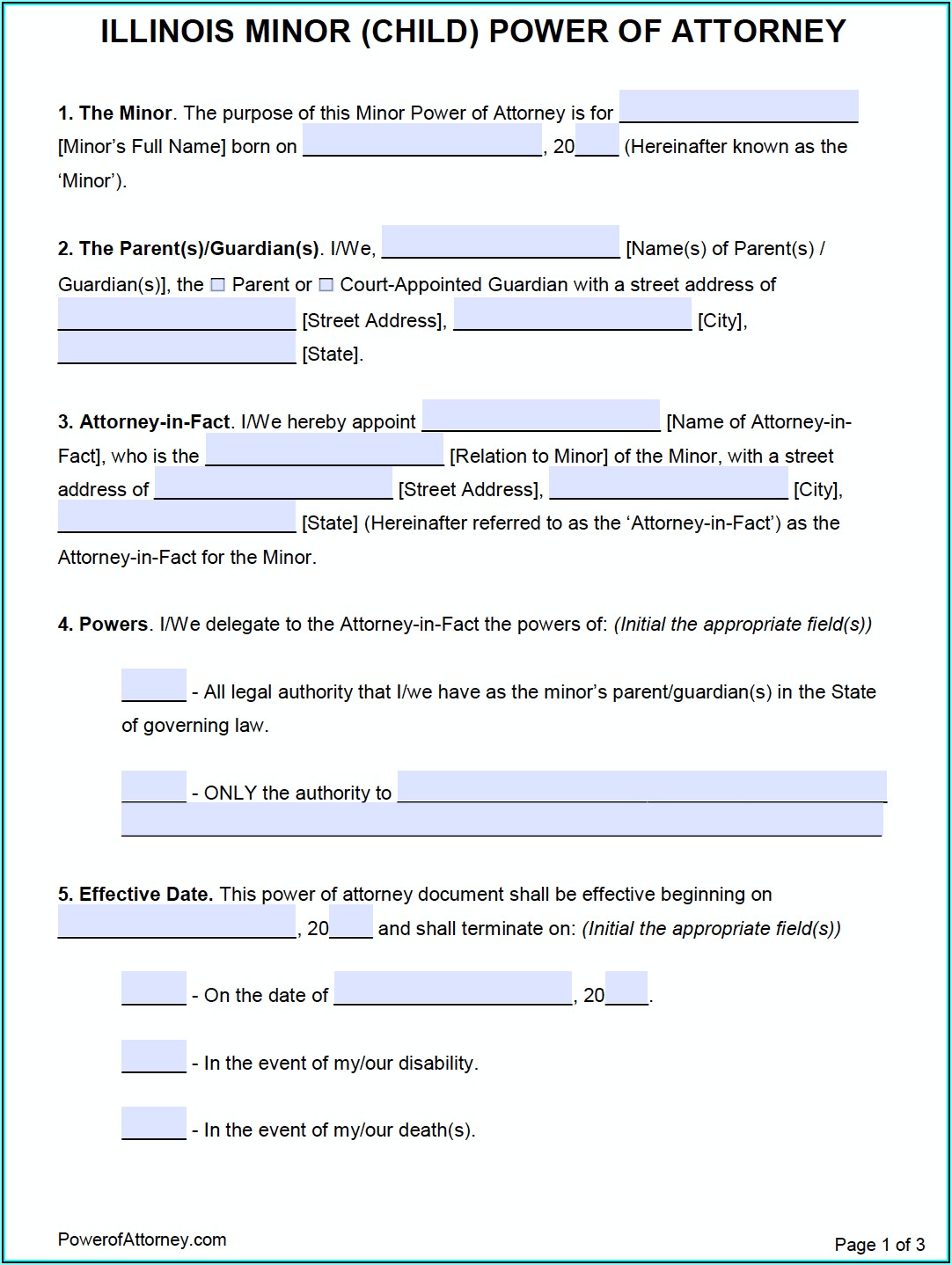 Free Durable Power Of Attorney Forms To Print Illinois