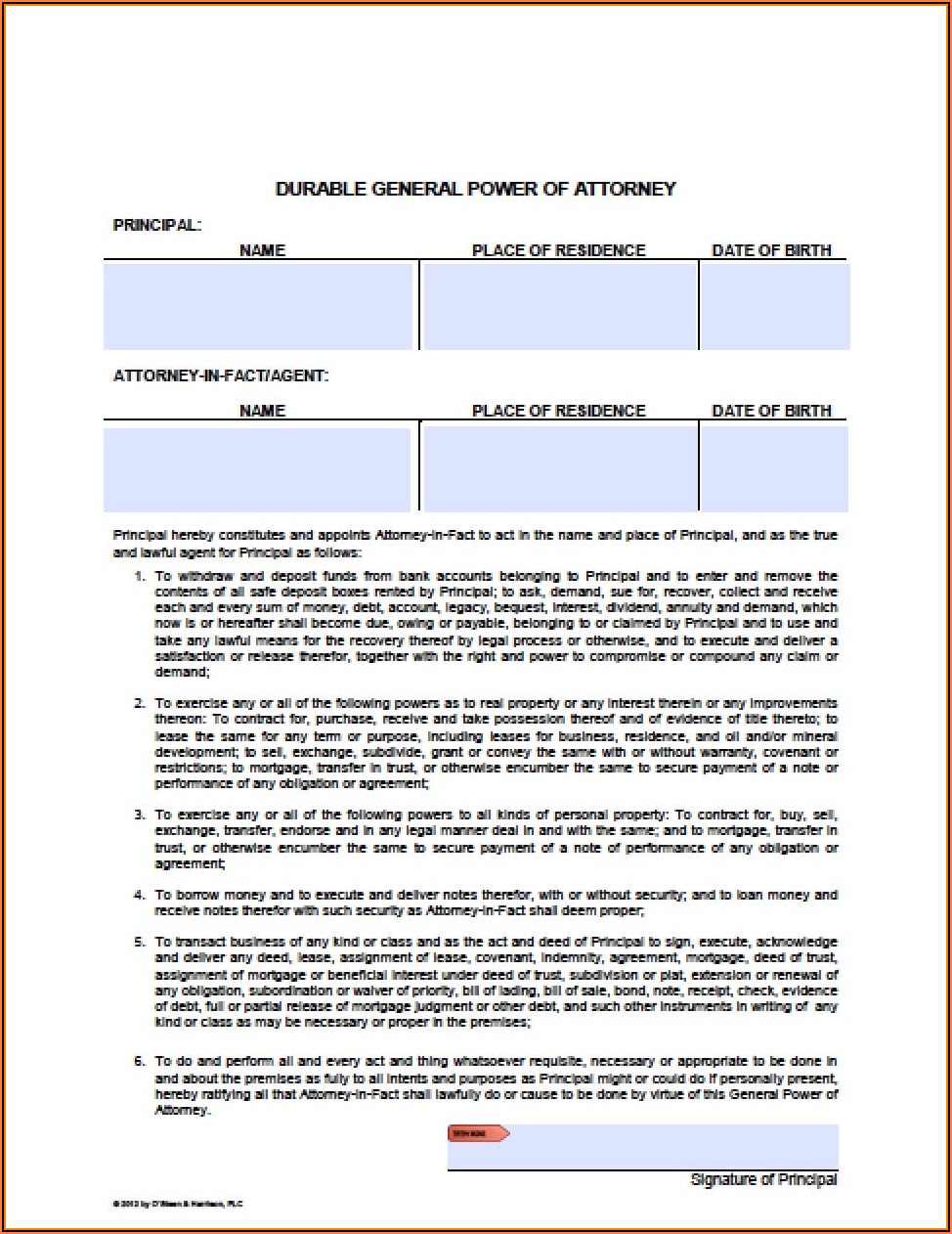 Free General Durable Power Of Attorney Form Arizona
