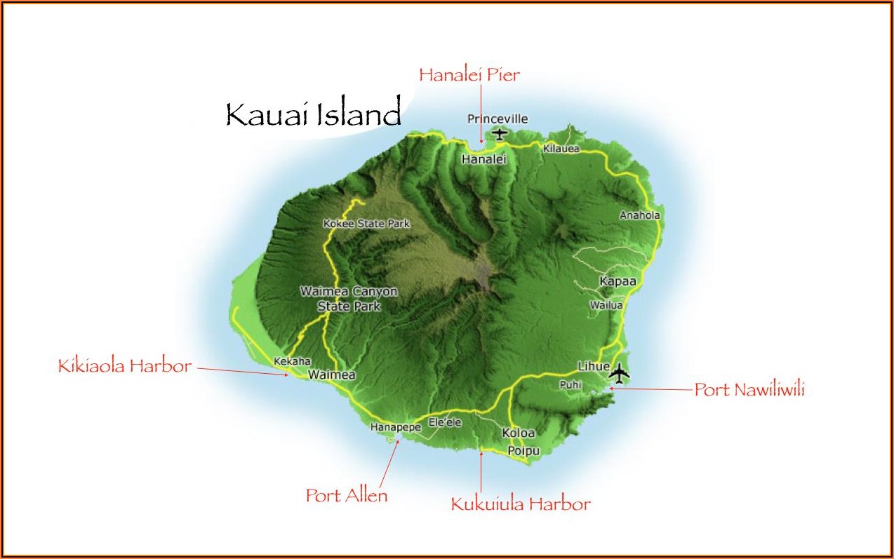 Google Map Of Kauai Island