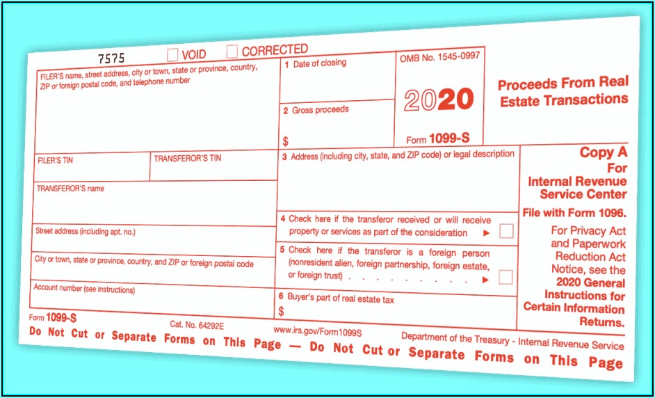 Internal Revenue Service Form 1099 S